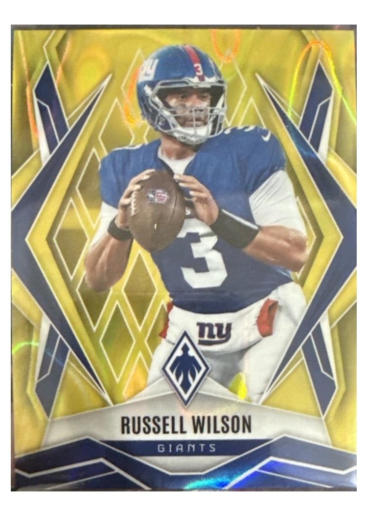 2025 Panini Phoenix Base Set Russell Wilson Yellow Lava #28 card