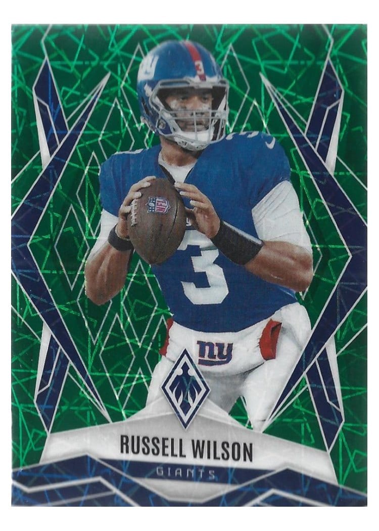 2025 Panini Phoenix Base Set Russell Wilson Green Lazer #28 card