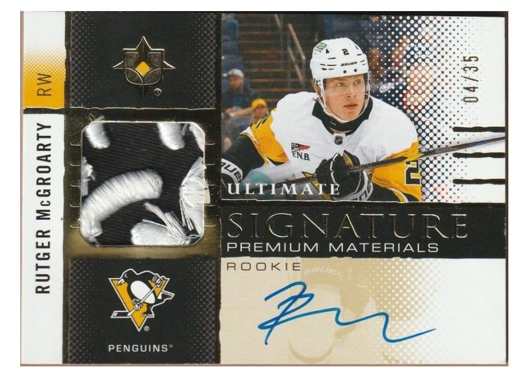 2024-25 Upper Deck Ultimate Collection Rookie Signature Premium Materials Rutger McGroarty #RSM-RM card
