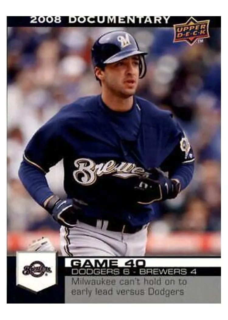 2008 Upper Deck Documentary Ryan Braun #1060 card