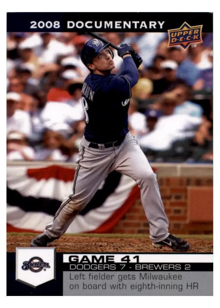 2008 Upper Deck Documentary Ryan Braun #1351 card