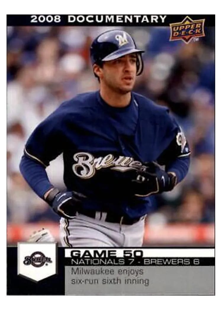 2008 Upper Deck Documentary Ryan Braun #1360 card