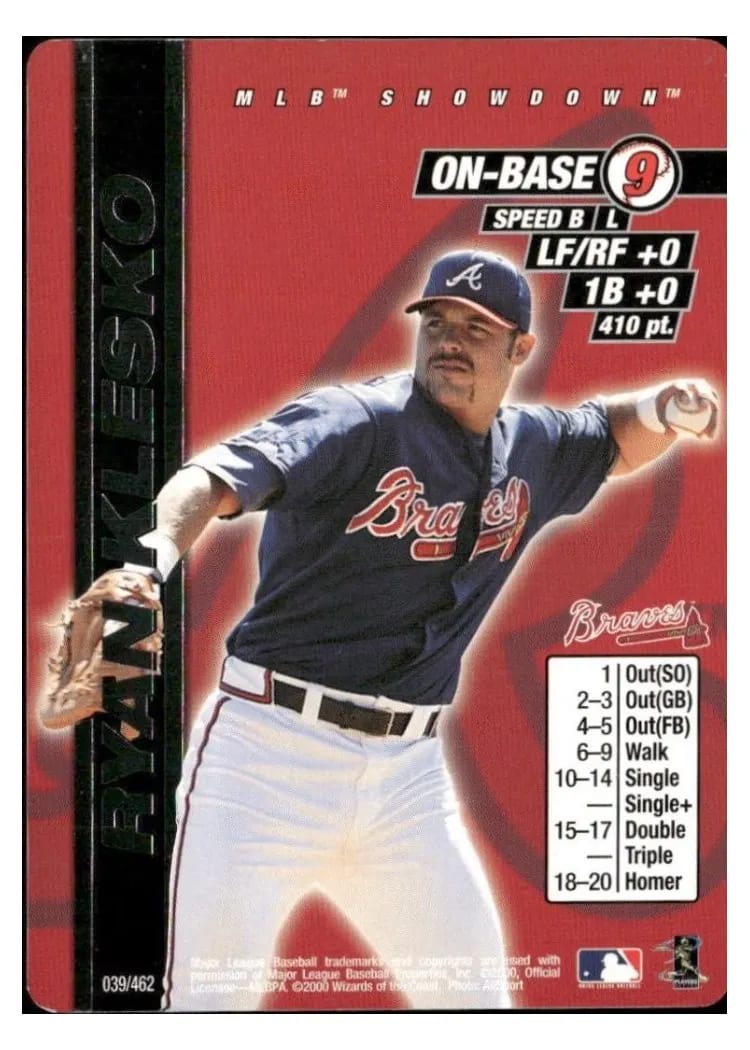 2000 MLB Showdown Ryan Klesko #39 card