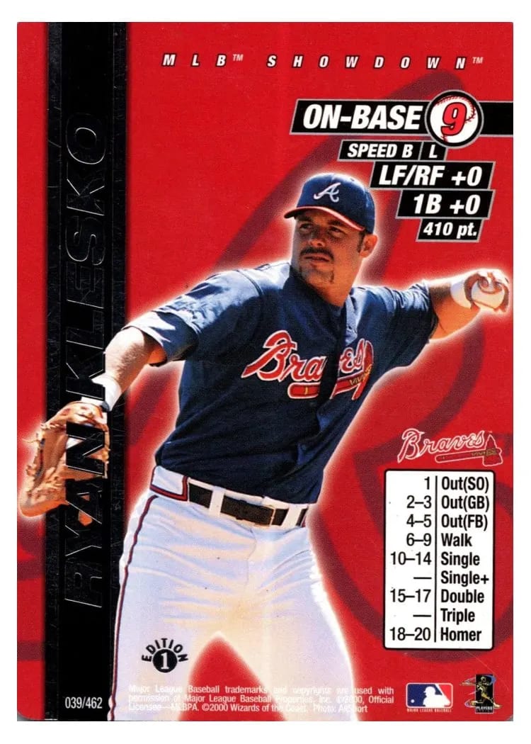 2000 MLB Showdown Ryan Klesko 1st Edition #39 card