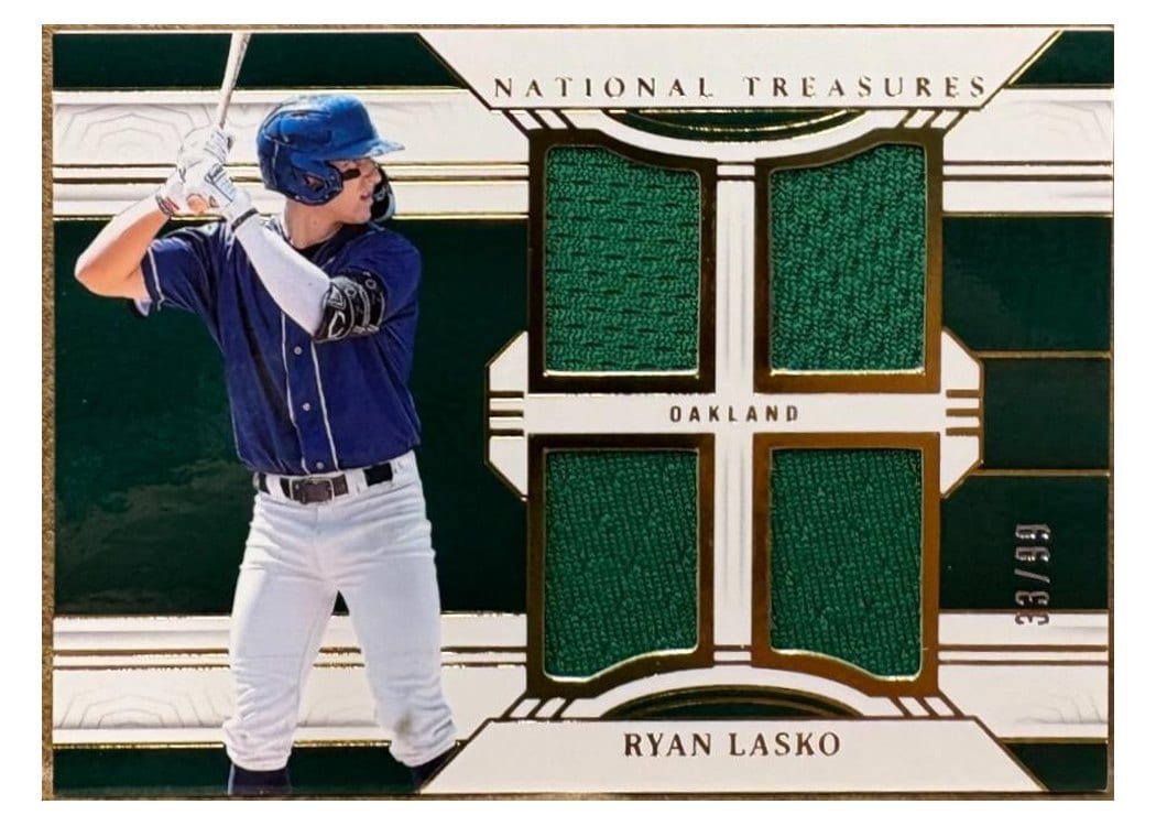 2024 Panini National Treasures Game Gear Swatches Quad Ryan Lasko #22 card