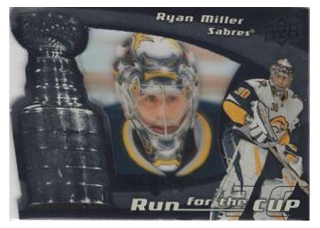 2008 Upper Deck Black Diamond Run for the Cup Ryan Miller #CUP-4 card