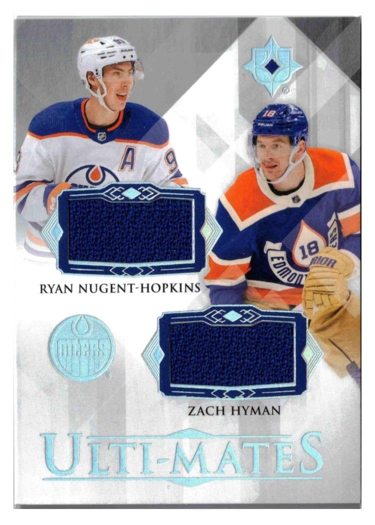 2023-24 Upper Deck Ultimate Collection Ulti-Mates Dual Jersey Ryan Nugent-Hopkins/Zach Hyman #UTM-NH card