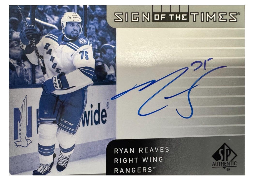 2021 SP Authentic 2001-02 Retro Sign of the Times Ryan Reaves #SOTT1-RR card