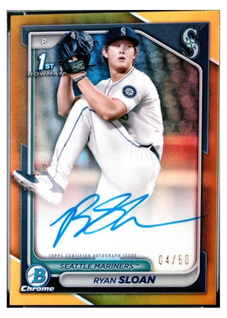 2024 Bowman Draft Chrome Prospect Autographs Ryan Sloan Gold Refractor #CPA-RS card