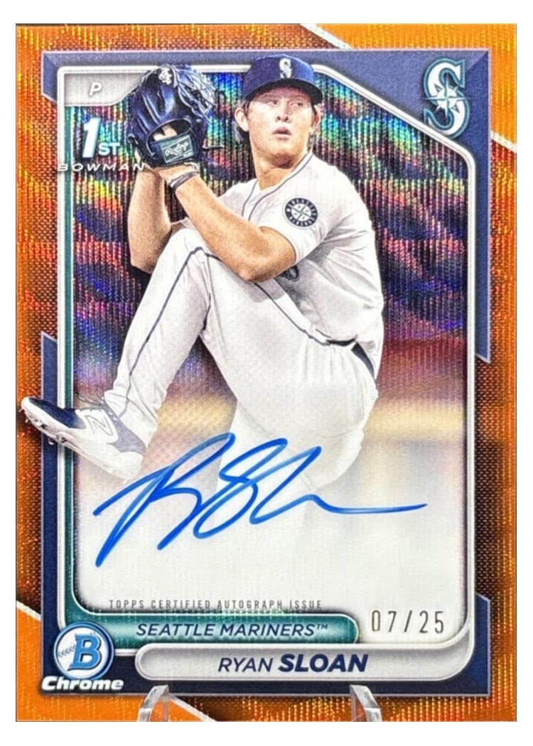 2024 Bowman Draft Chrome Prospect Autographs Ryan Sloan Orange Wave Refractor #CPA-RS card
