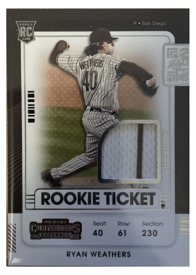 2021 Panini Contenders Rookie Ticket Jerseys Ryan Weathers #RTJ-RW card