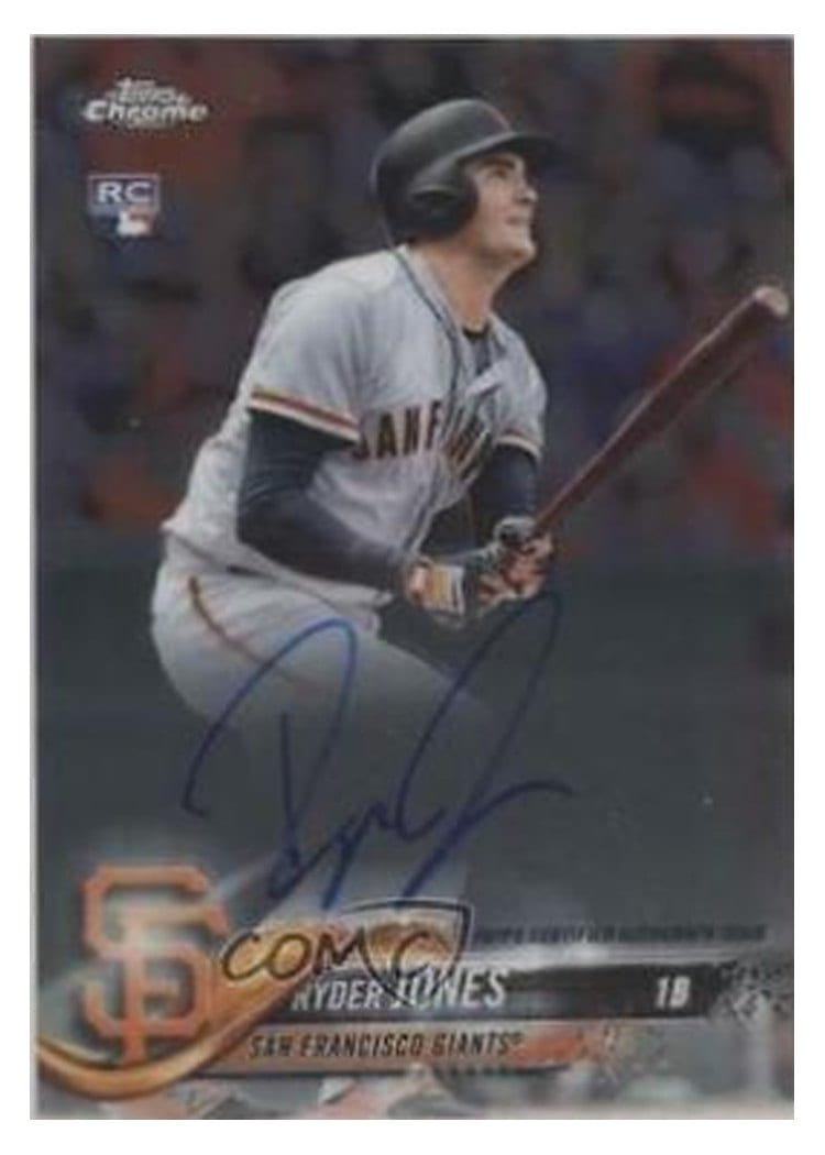 2018 Topps Chrome Rookie Autographs Ryder Jones Orange Refractor #RA-RJ card