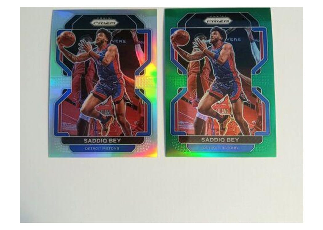 2021-22 Panini Prizm Base Set Saddiq Bey Green Shimmer #193 card