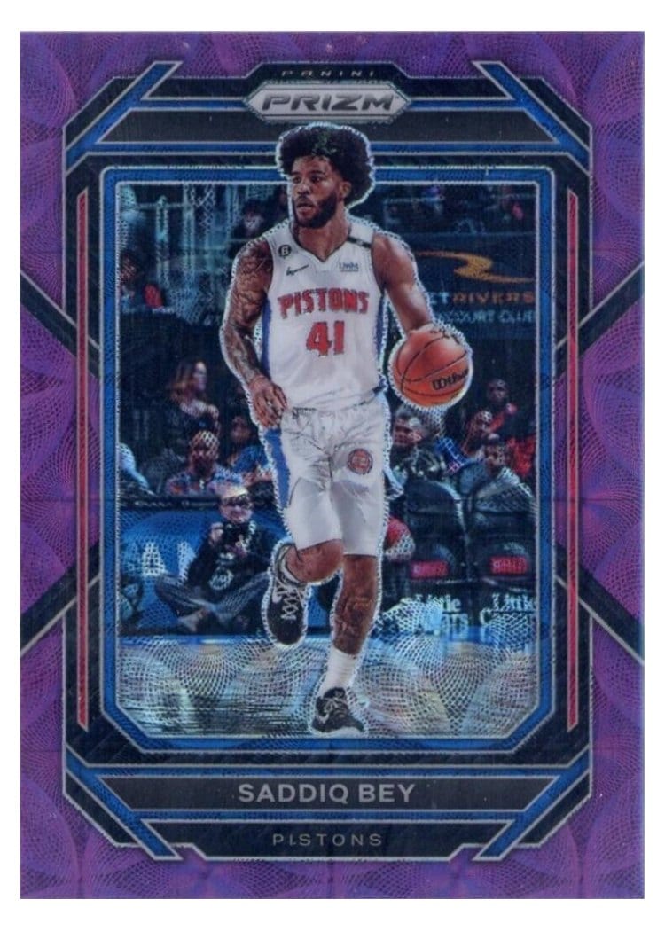 2022-23 Panini Prizm Base Set Saddiq Bey Choice Purple Prizm #84 card