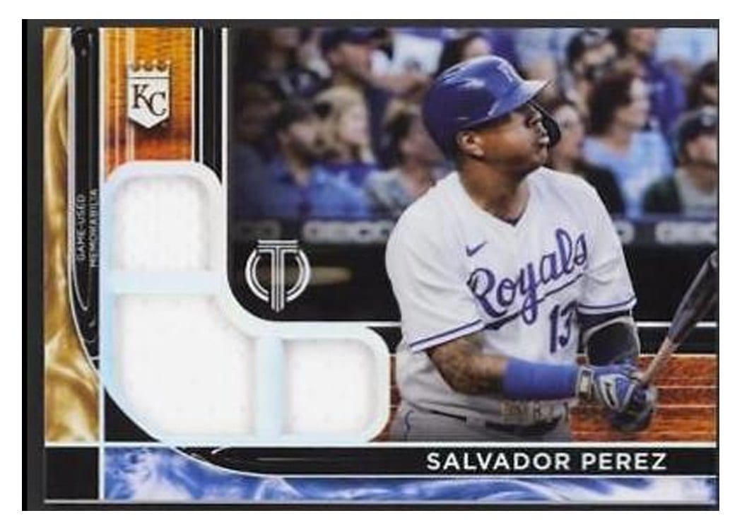 2022 Topps Tribute Triple Relics Salvador Perez #TTR-SP card