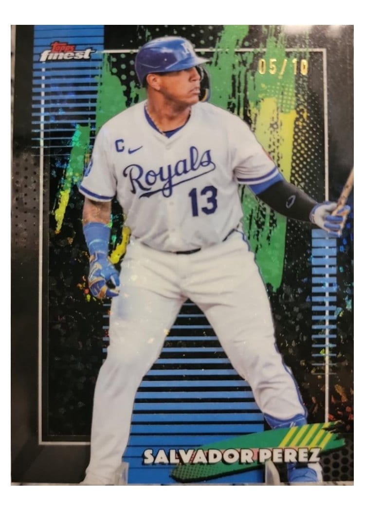 2026 Topps Finest Salvador Perez Black Mini Diamond Refractor #95 card