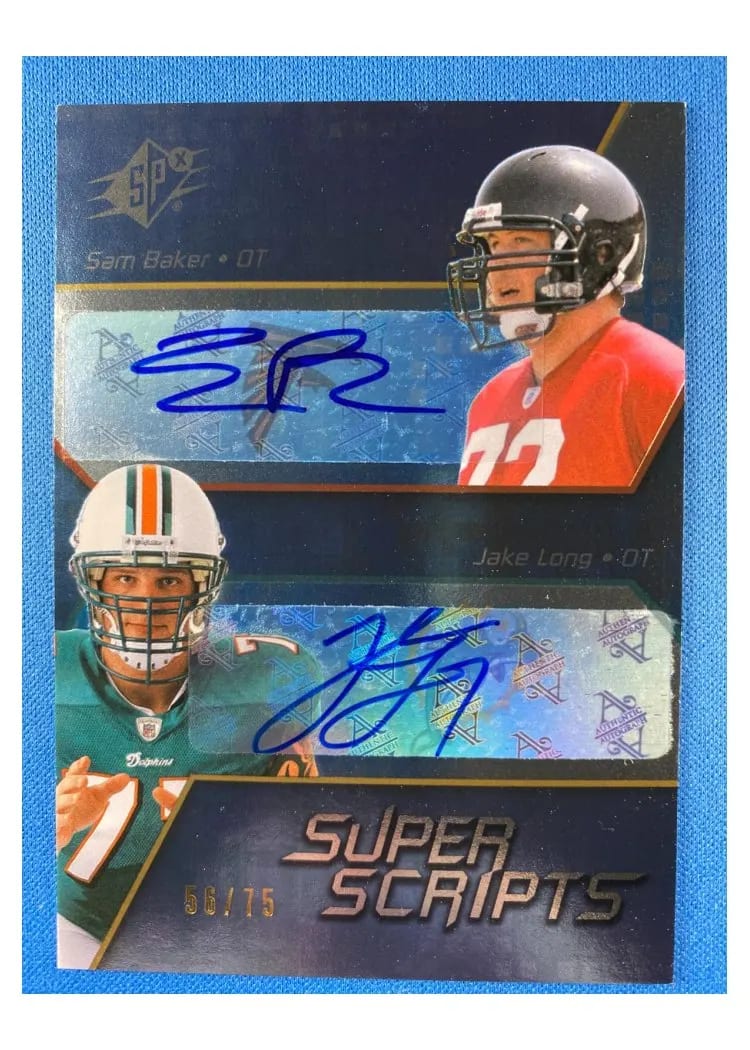 2008 Spx Super Scripts Sam Baker, Jake Long #SS02 card