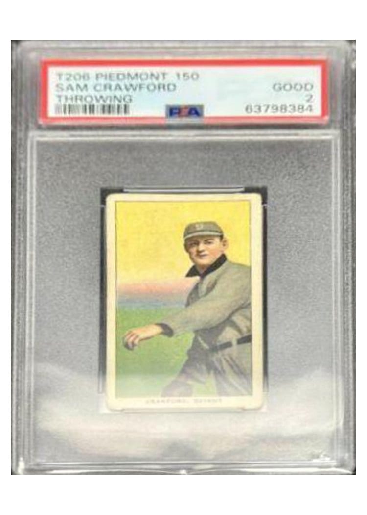 1909 T206 Piedmont 150 Sam Crawford Throwing card