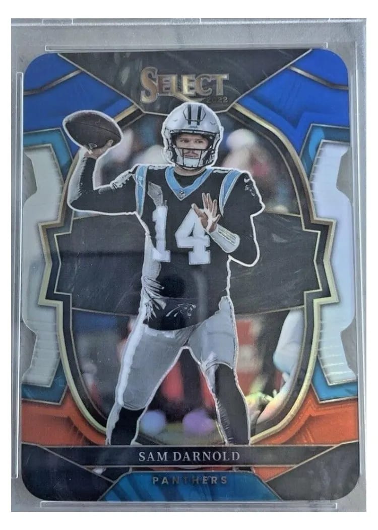 2022 Panini Select Base Set Sam Darnold Blue Orange Die Cut #33 card