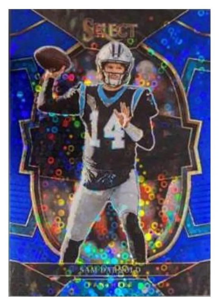2022 Panini Select Base Set Sam Darnold Blue Disco #33 card