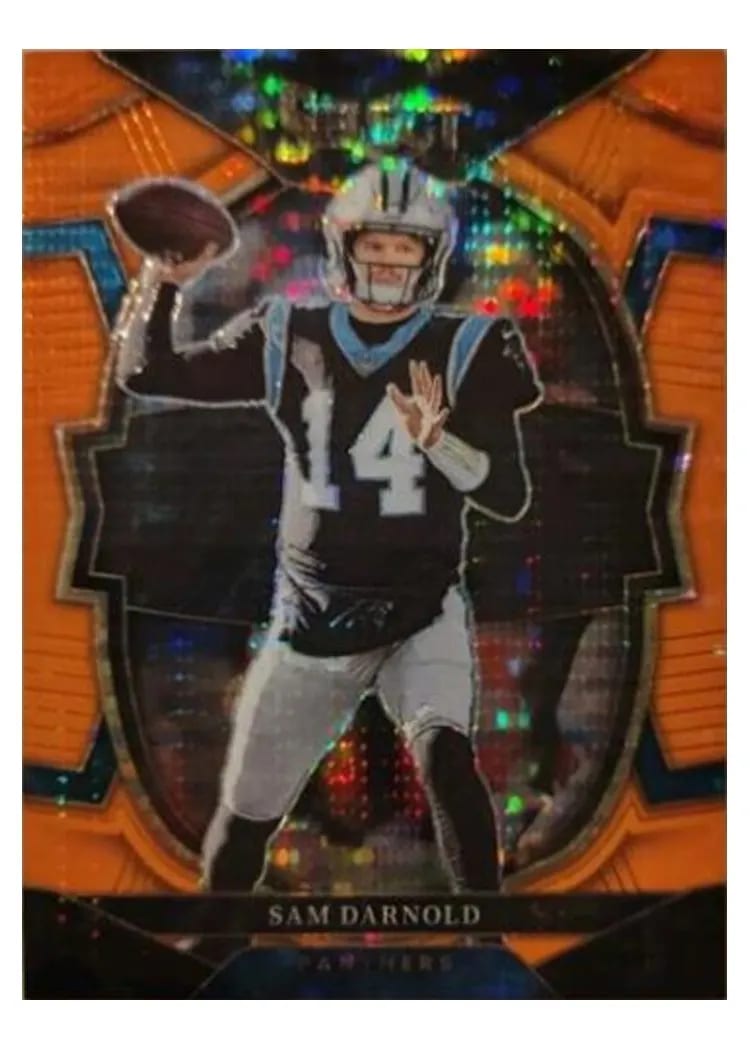 2022 Panini Select Base Set Sam Darnold Neon Orange Pulsar #33 card