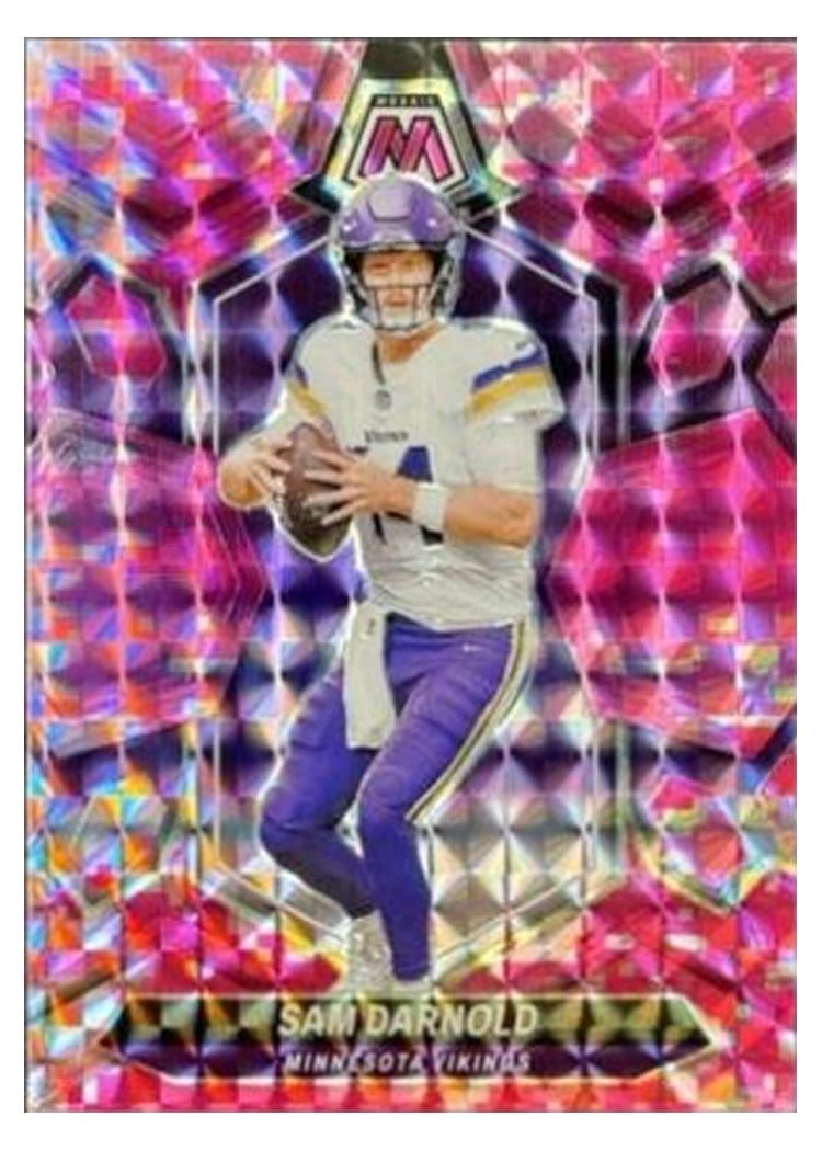 2024 Panini Mosaic Base Set Sam Darnold Camo Pink #141 card