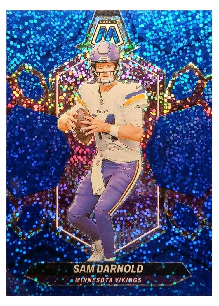 2024 Panini Mosaic Base Set Sam Darnold Blue Sparkle #141 card