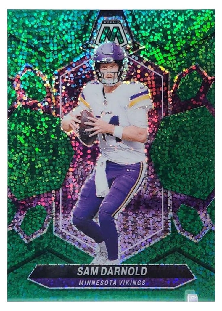2024 Panini Mosaic Base Set Sam Darnold Green Sparkle #141 card