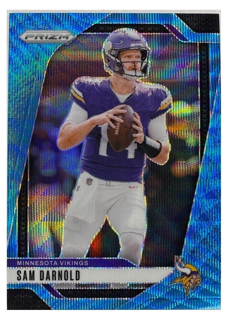 2024 Panini Prizm Base Set Sam Darnold Blue Wave #185 card