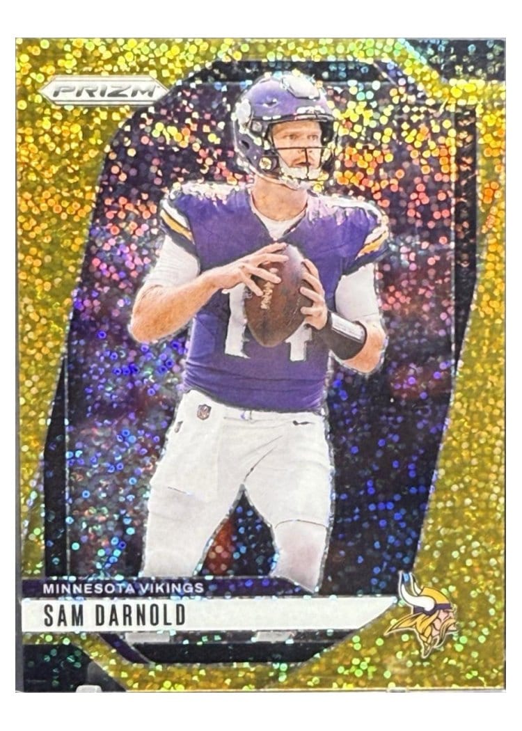 2024 Panini Prizm Base Set Sam Darnold Gold Sparkle #185 card
