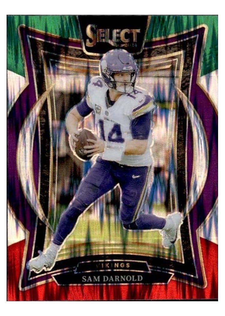 2024 Panini Select Base Set Sam Darnold Green Red Prizm Shock #92 card