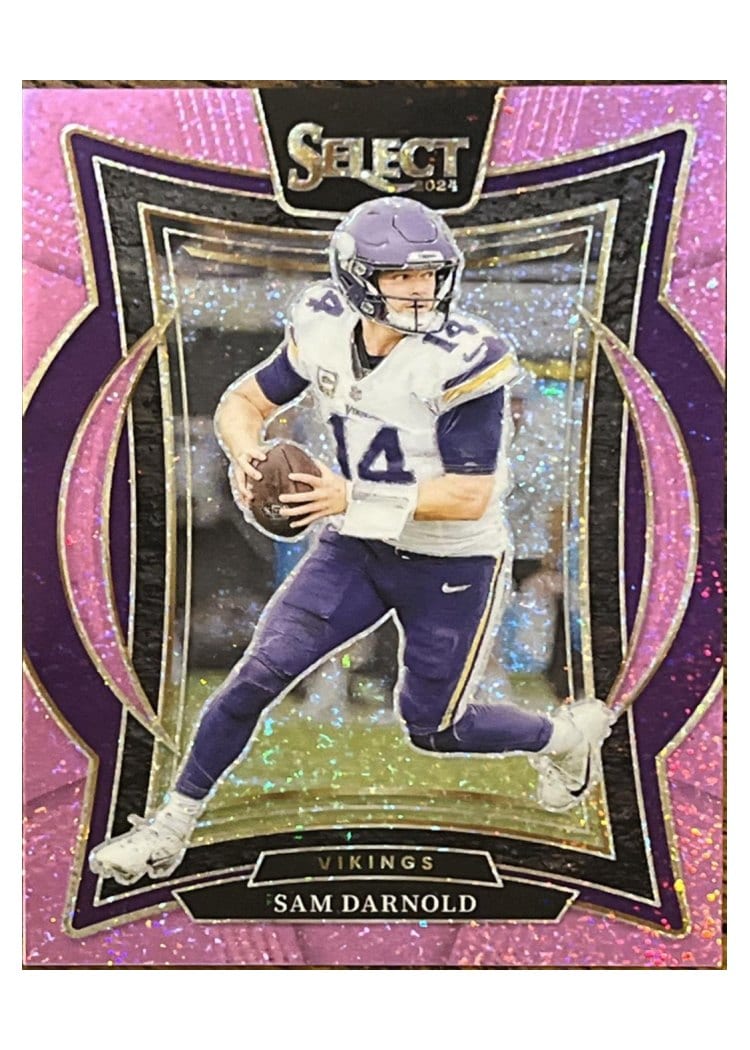 2024 Panini Select Base Set Sam Darnold Pink Glitter Prizm #92 card