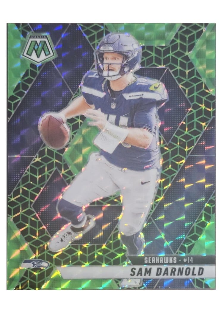 2025 Panini Mosaic Base Set Sam Darnold Green Spectris #27 card