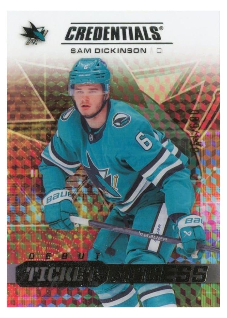 2025-26 Upper Deck Credentials Acetate Debut Ticket Access Sam Dickinson #DTAA-SD card