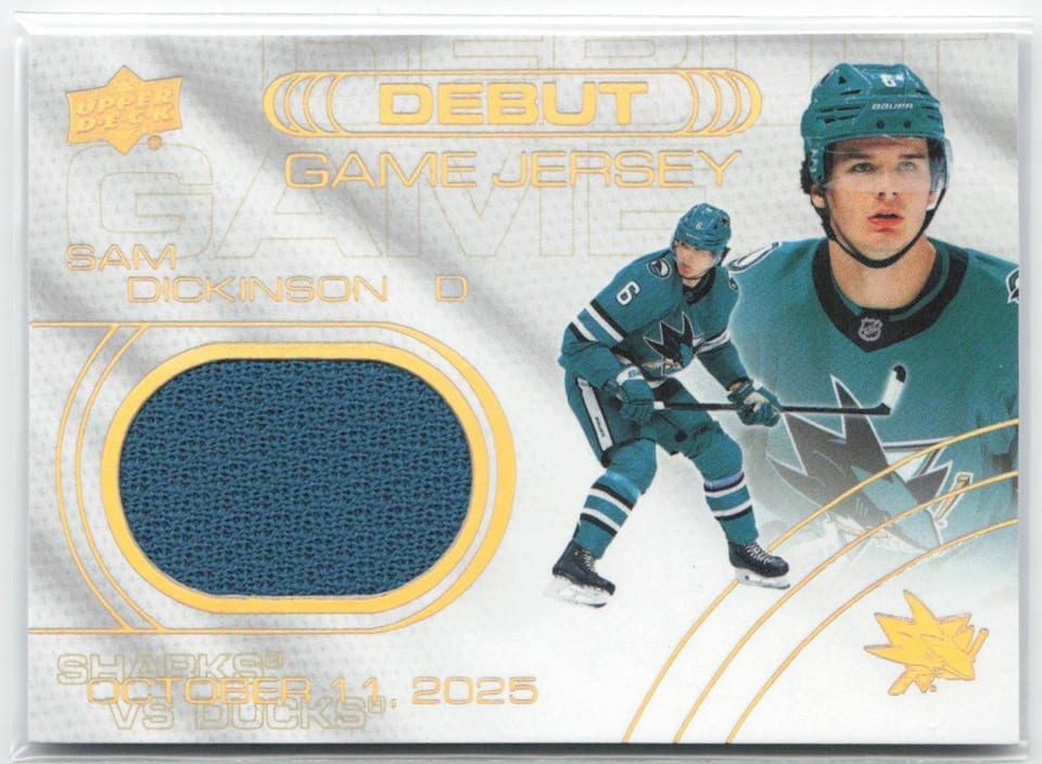 2025-26 Upper Deck UD Debut Game Jersey Sam Dickinson #DGJ-SD card