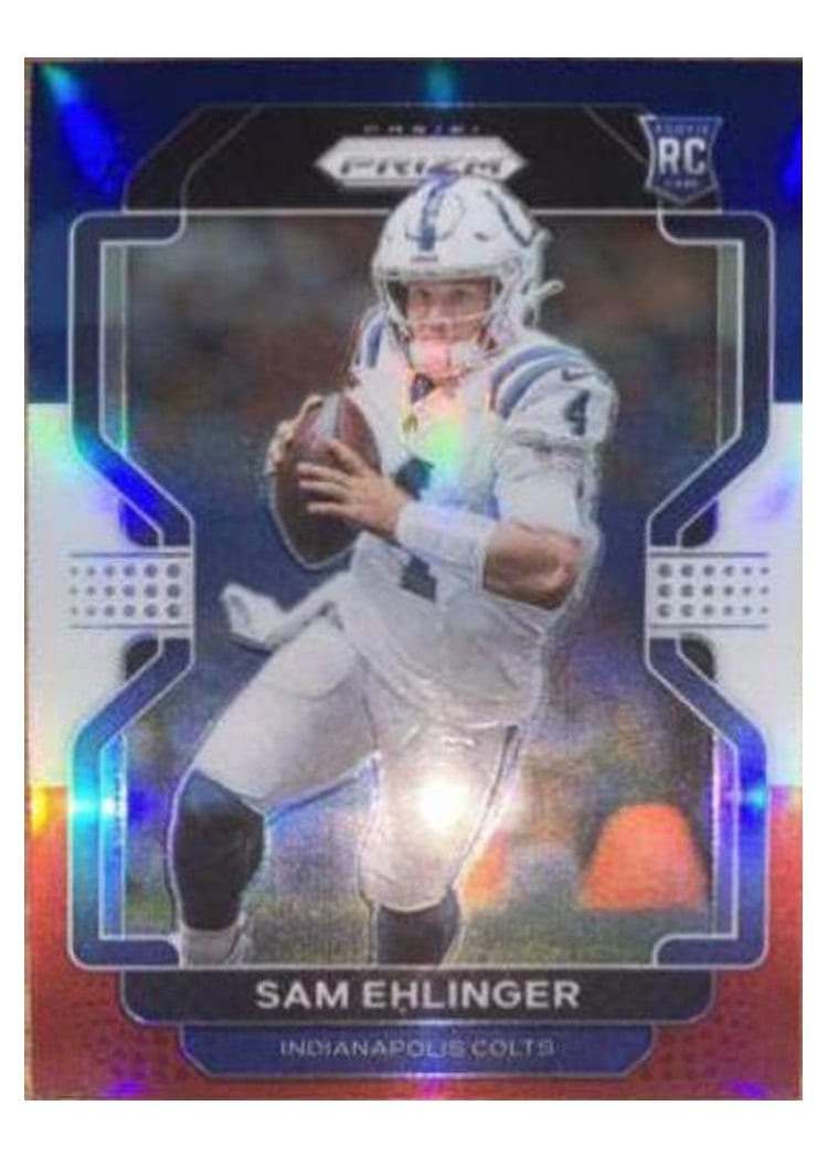 2021 Panini Prizm Base Set Sam Ehlinger Red White and Blue Prizm #395 card