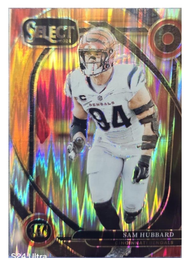 2024 Panini Select Base Set Sam Hubbard Black Orange Prizm Shock #292 card