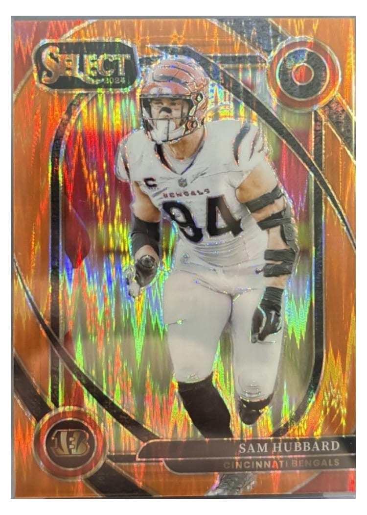2024 Panini Select Base Set Sam Hubbard Orange Prizm Shock #292 card