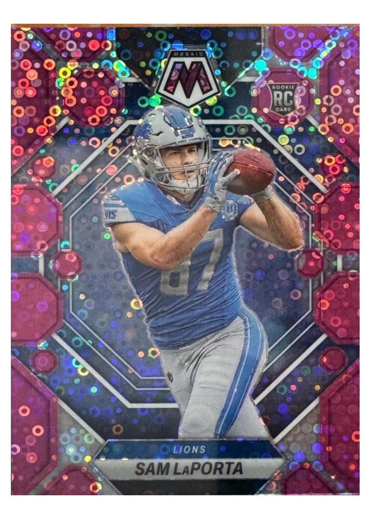 2023 Panini Mosaic Base Set Sam LaPorta No Huddle Pink #360 card