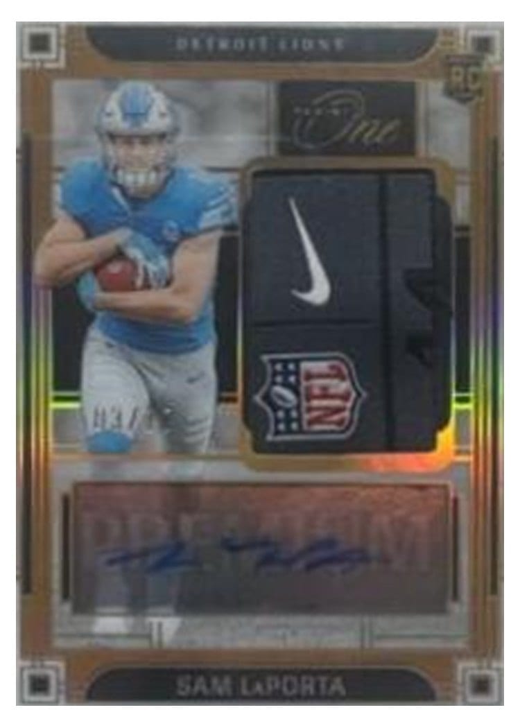 2023 Panini One Premium Rookie Patch Autographs Sam LaPorta #133 card
