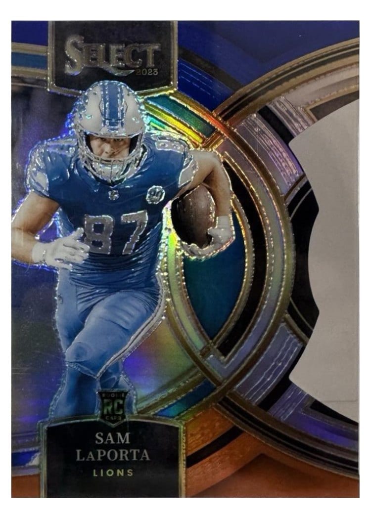 2023 Panini Select Base Set Sam LaPorta Blue Orange Prizm Die-Cut #106 card