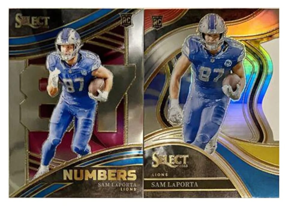 2023 Panini Select Base Set Sam LaPorta Tri-Color Prizm #221 card