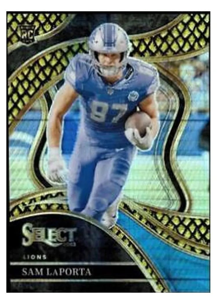 2023 Panini Select Base Set Sam LaPorta Dragon Scale Gold Prizm #221 card