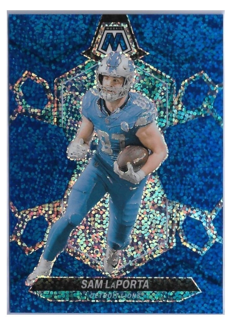 2024 Panini Mosaic Base Set Sam LaPorta Blue Sparkle #75 card