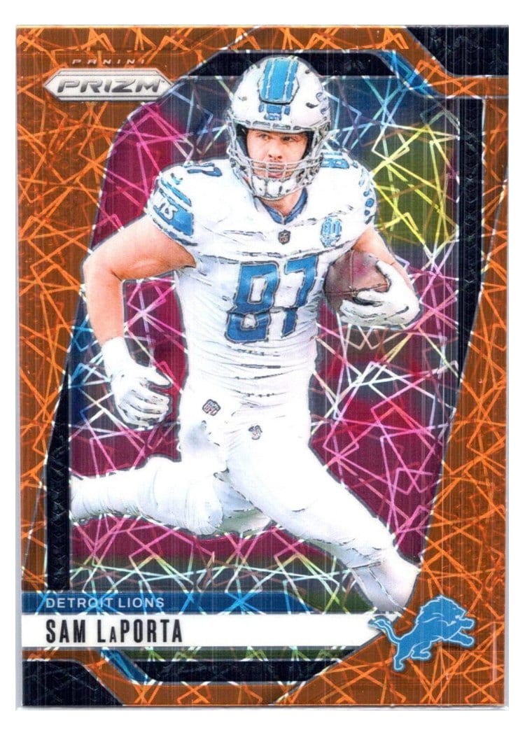 2024 Panini Prizm Base Set Sam LaPorta Orange Lazer #96 card