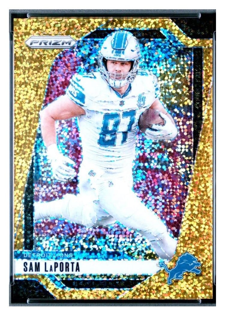 2024 Panini Prizm Base Set Sam LaPorta Gold Sparkle #96 card