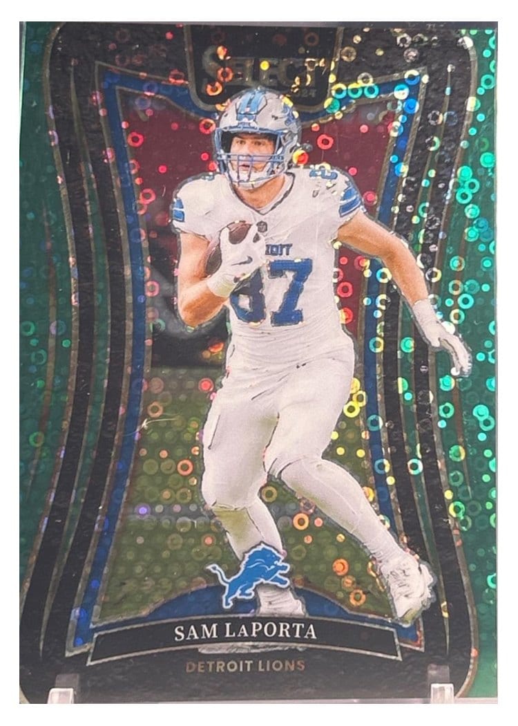 2024 Panini Select Base Set Sam LaPorta Green Disco Prizm #374 card