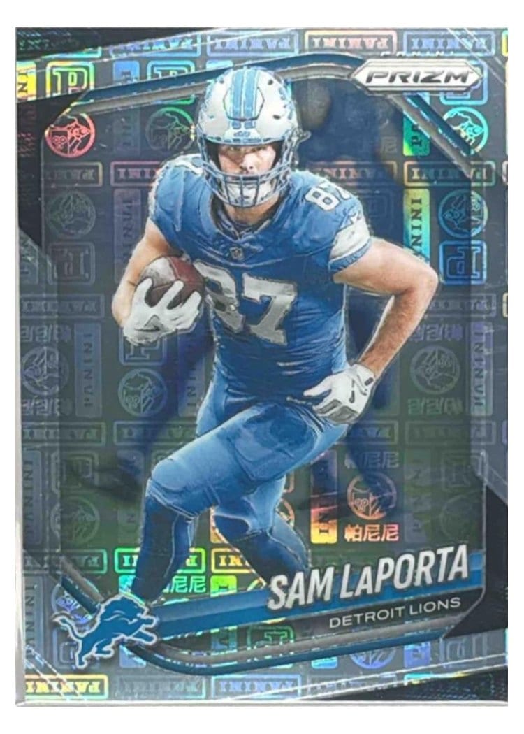 2025 Panini Prizm Base Set Sam LaPorta Panini Logo #122 card
