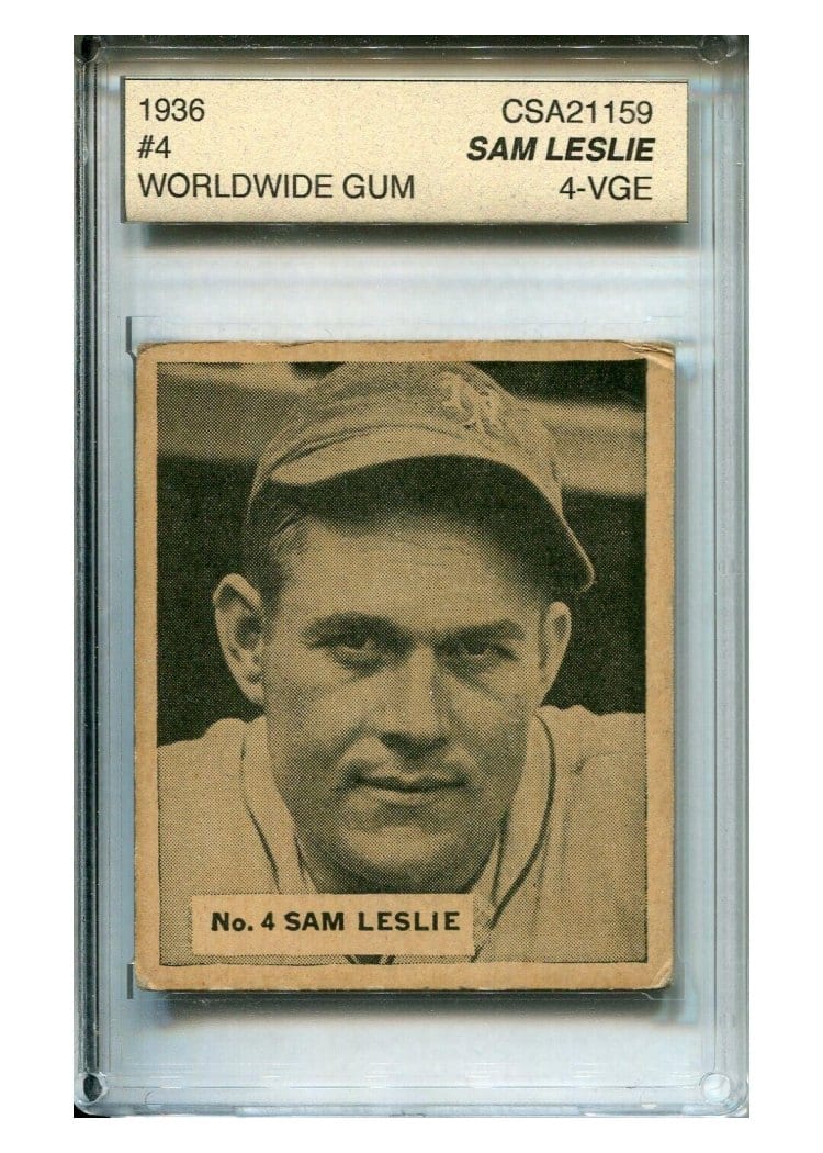1936 World Wide Gum Sam Leslie #4 card