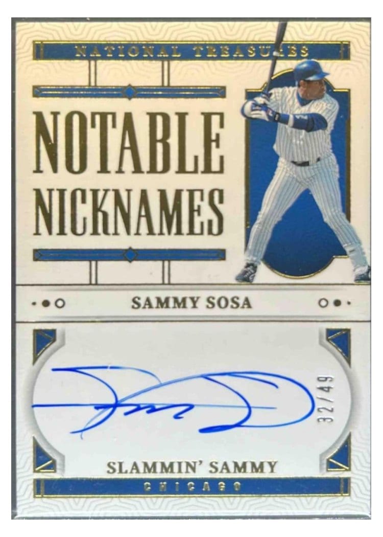 2024 Panini National Treasures Notable Nicknames Sammy Sosa #5 card